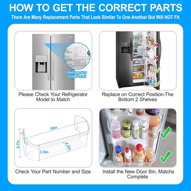 Alvar UPGRADED 242126602 Refrigerator Door Bin Shelf Replacement For Frigidaire Shelf Replacement - Side Shelf Rack Parts LFSS2612TF4 Frigidaire Door Bin AP6278233 PS12364199, Fit Bottom Replacement Shelves - Image 5